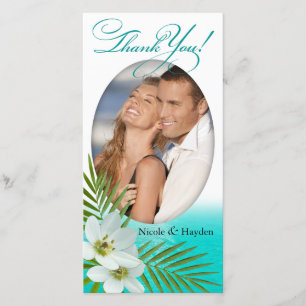 Aloha Beach Tropical Flowers Thank You Card
