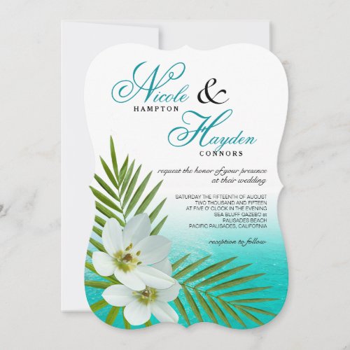 Aloha Beach Tropical Flowers Wedding Invitation