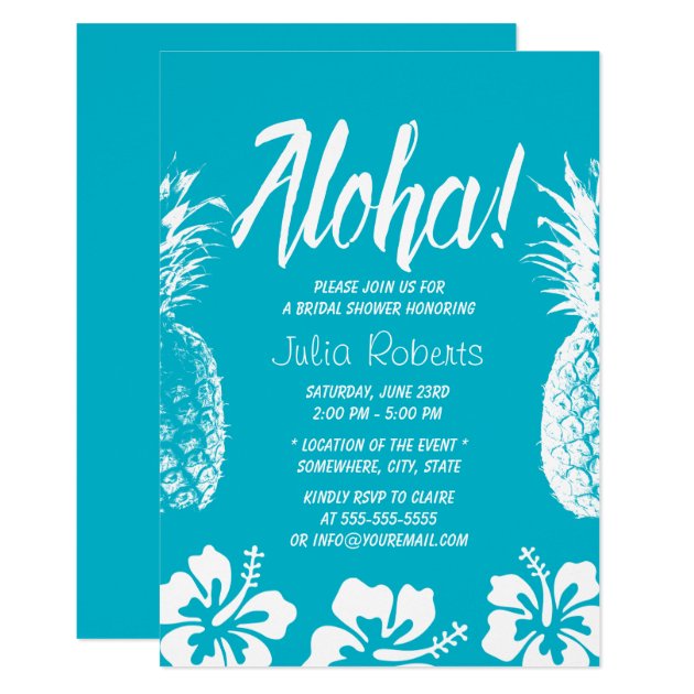 Aloha Beach Wedding Bridal Shower Pineapple Invitation
