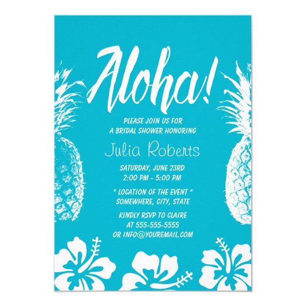 Aloha Beach Wedding Bridal Shower Pineapple Invitation