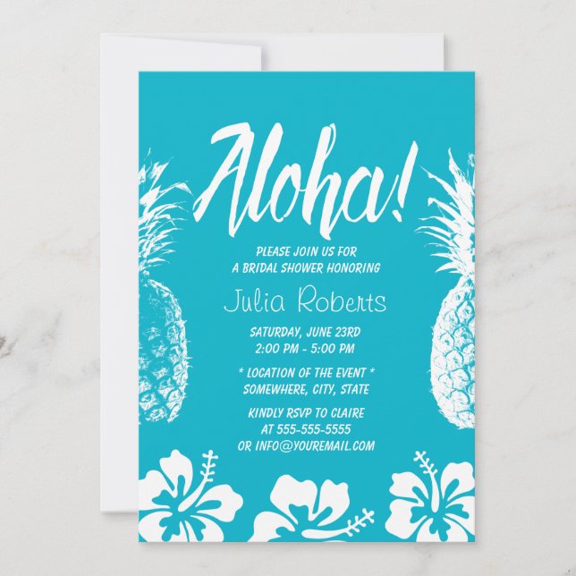 Aloha Beach Wedding Bridal Shower Pineapple Invitation (Front)