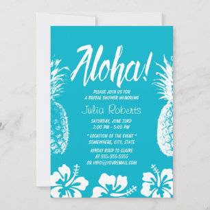 Aloha Beach Wedding Bridal Shower Pineapple Invitation