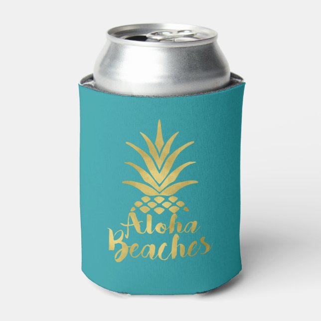 Aloha Beaches Bachelorette Party Favor Can Cooler (Can Front)