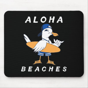 Aloha Beaches Funny Seagull Matching Family Beach Mouse Pad