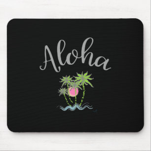 Aloha Beaches Hawaiian Style Summer Tropical Black Mouse Pad