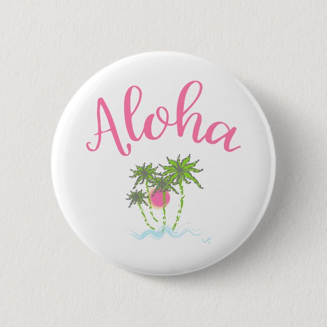Aloha Beaches Hawaiian Style Summera Button (Front)