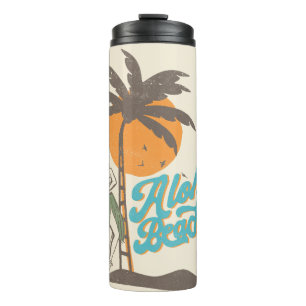 Aloha Beaches Hula Girl Hawaii Hawaiian Retro Thermal Tumbler