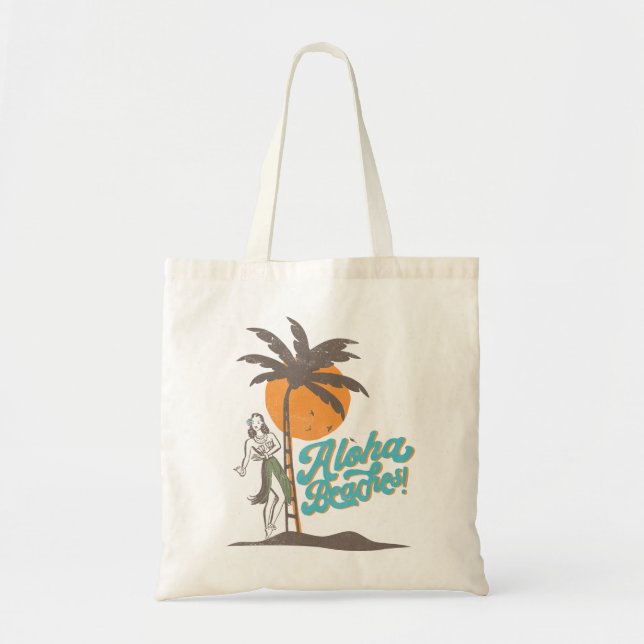Aloha Beaches Hula Girl Hawaii Hawaiian Retro  Tote Bag (Front)