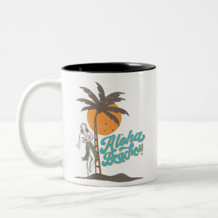 Aloha Beaches Hula Girl Hawaii Hawaiian Retro  Two-Tone Coffee Mug
