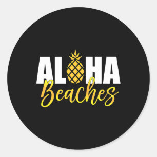 Aloha Beaches Pineapple Hawaii Vacation Classic Round Sticker