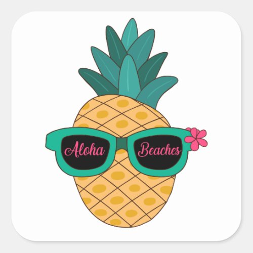 ALOHA BEACHES PINEAPPLE STICKER