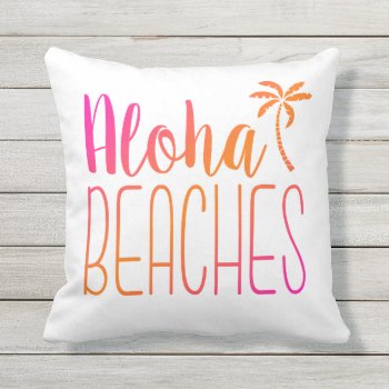 Aloha Beaches | Pink And Orange Pillow by NotableNovelties at Zazzle