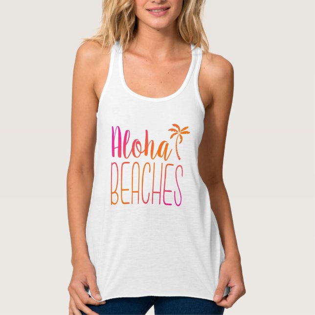 Aloha Beaches | Pink and Orange Tropical Tank (Front)