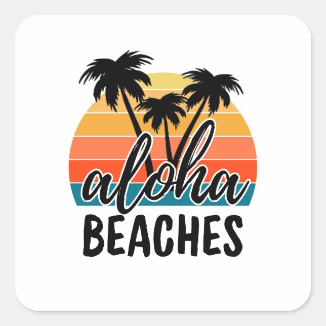 Aloha BEACHES Square Sticker (Front)