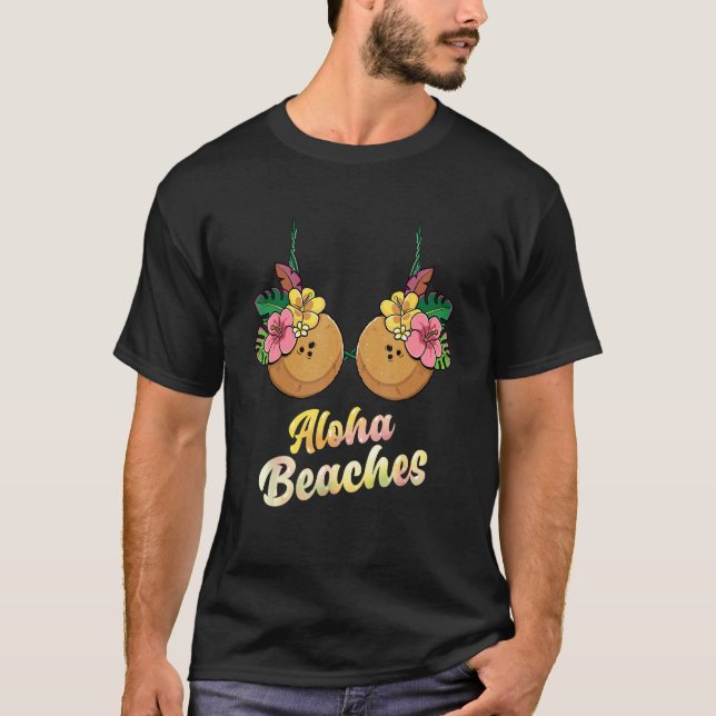 Aloha Beaches  Summer Coconut & Flower Bra Women T-Shirt (Front)