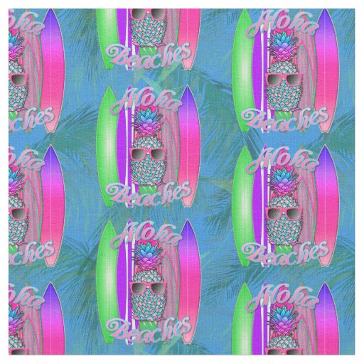 Aloha Beaches Summer Surf Pineapple Fabric
