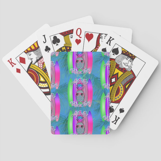 Aloha Beaches Summer Surf Pineapple Poker Cards (Back)