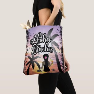 Aloha beaches sun and beach personalized tote bag