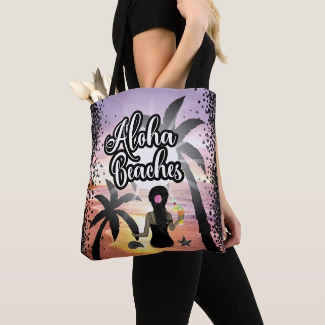 Aloha beaches  sun and beach personalized  tote bag (Close Up)