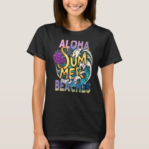 Aloha Beaches Tropical Hawaiian Summer Island Vaca T_Shirt