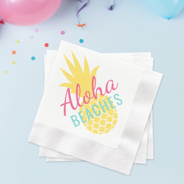 Aloha Beaches Tropical Pineapple Bachelorette Napkins (Creator Uploaded)