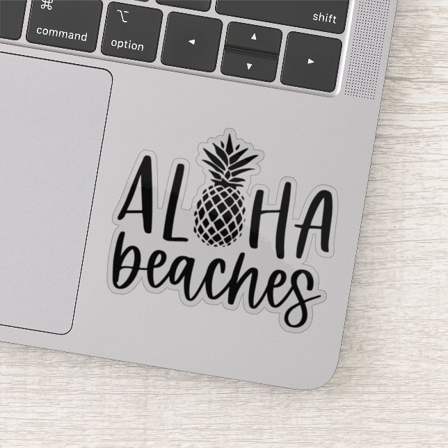 Aloha Beaches Tropical Summer Pineapple Sticker (Detail)