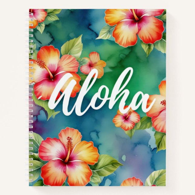 Aloha beautiful hibiscus flower pattern Hawaii Notebook (Front)