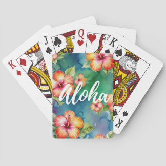 Aloha beautiful hibiscus flower pattern Hawaii Poker Cards