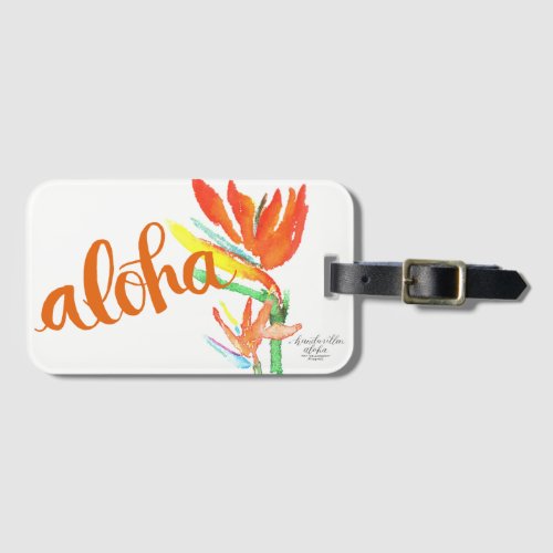 Aloha Bird of Paradise Luggage  Bag Tags _ Orange