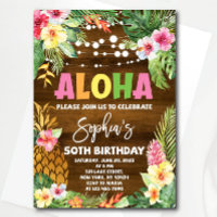 Aloha Birthday Invitation template Hawaiian Birthd