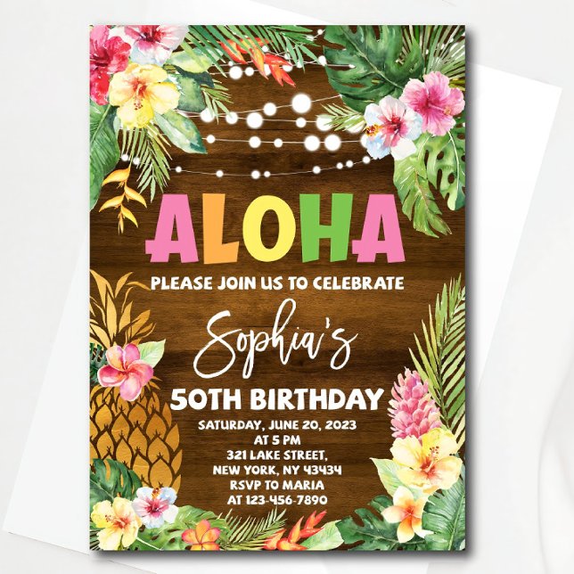 Aloha Birthday Invitation template Hawaiian Birthd (Creator Uploaded)