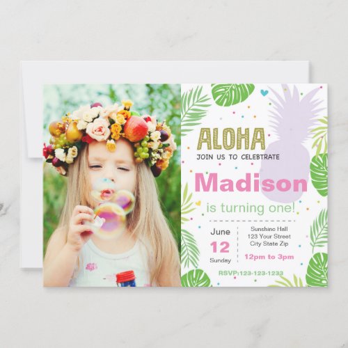 Aloha Birthday Invite with photo