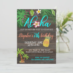 ALOHA birthday|Tropical|Pool party Invitation | Zazzle