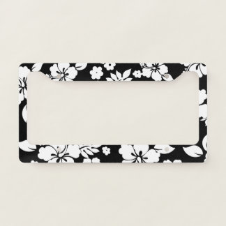 Aloha Black Classic Hawaiian Hibiscus Print License Plate Frame