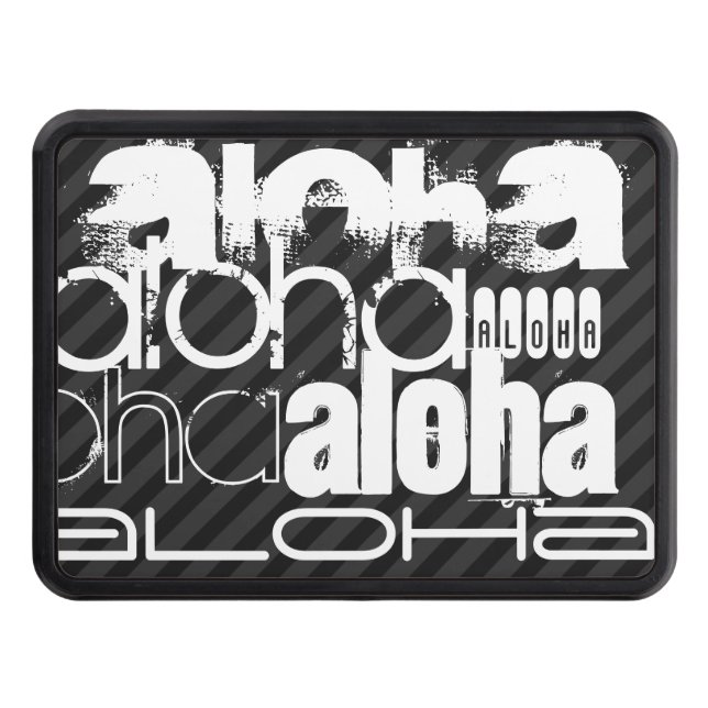 Aloha; Black & Dark Gray Stripes Hitch Cover (Front)