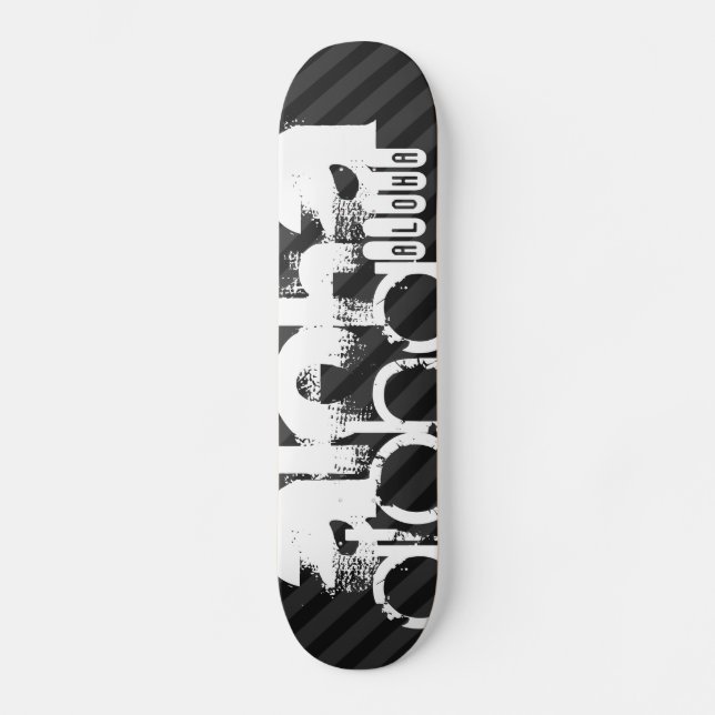 Aloha; Black & Dark Gray Stripes Skateboard (Front)