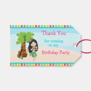 Aloha Black Hair Girl Gift Tags