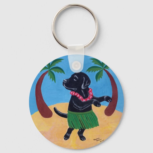 Aloha Black Labrador Keychain (Front)