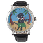 Aloha Black Labrador Painting Watch at Zazzle