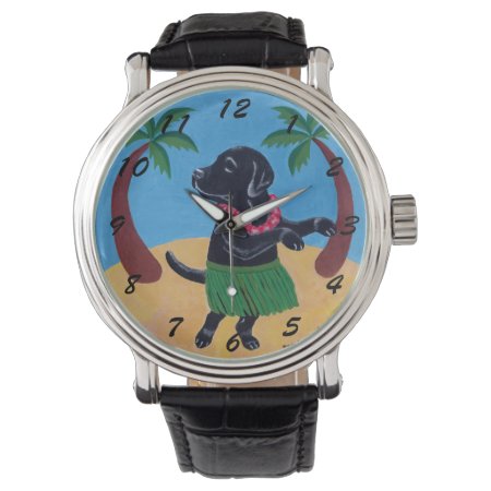 Aloha Black Labrador Painting Watch