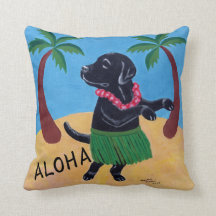 Aloha Black Labrador Pillow