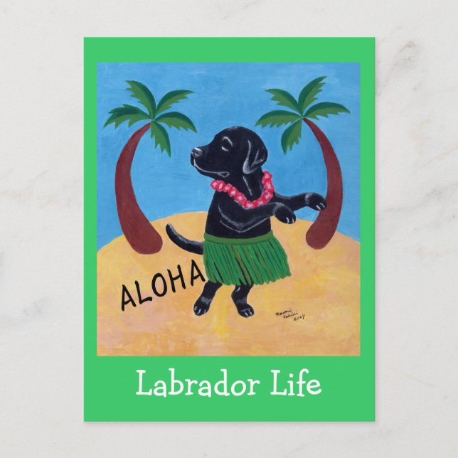 Aloha Black Labrador Postcard (Front)