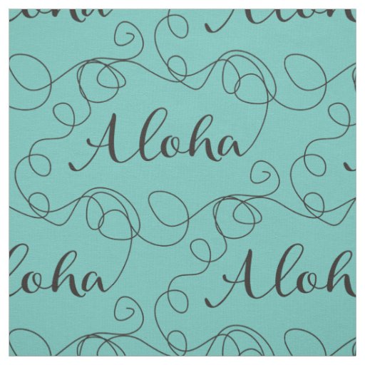ALOHA black seamless pattern with LINES Fabric