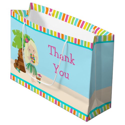 Aloha Blonde Hair Girl Thank You Large Gift Bag