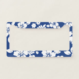 Aloha Blue Classic Hawaiian Hibiscus Print License Plate Frame