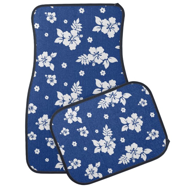 Aloha Blue Classic Hawaiian Seamless Pattern  Car Floor Mat (Set)