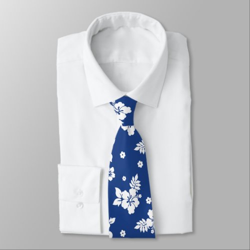 Aloha Blue Classic Hawaiian Seamless Pattern Neck Tie