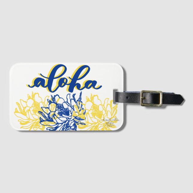 Aloha Blue Yellow Cereus Luggage Tags (Front Horizontal)