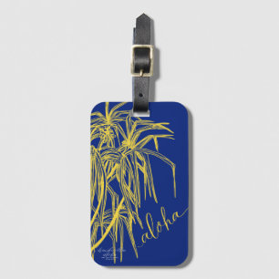 Aloha Blue Yellow Hala Tree Bag Tag