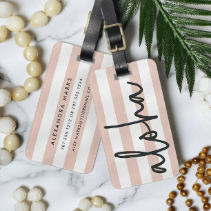 Aloha   Blush Pink Personalized Luggage Tag